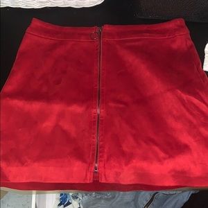 Red Suede Skirt